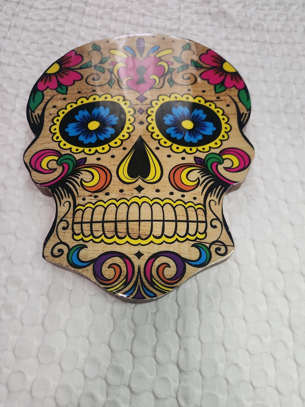Decorative Sugar Skull Serving Board Multicolor